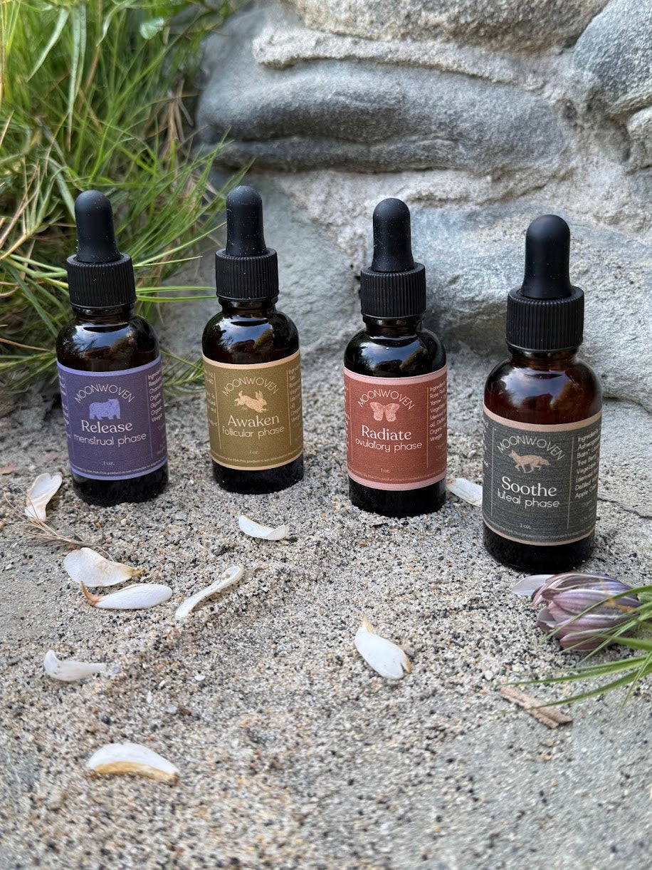 Herbal Cycle Syncing Tincture Set - Menstrual, Follicular, Ovulatory, Luteal Support