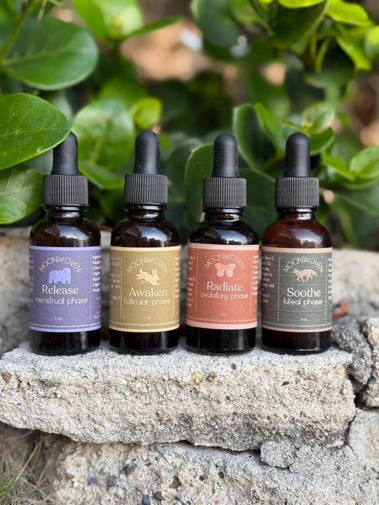 Herbal Cycle Syncing Tincture Set - Menstrual, Follicular, Ovulatory, Luteal Support